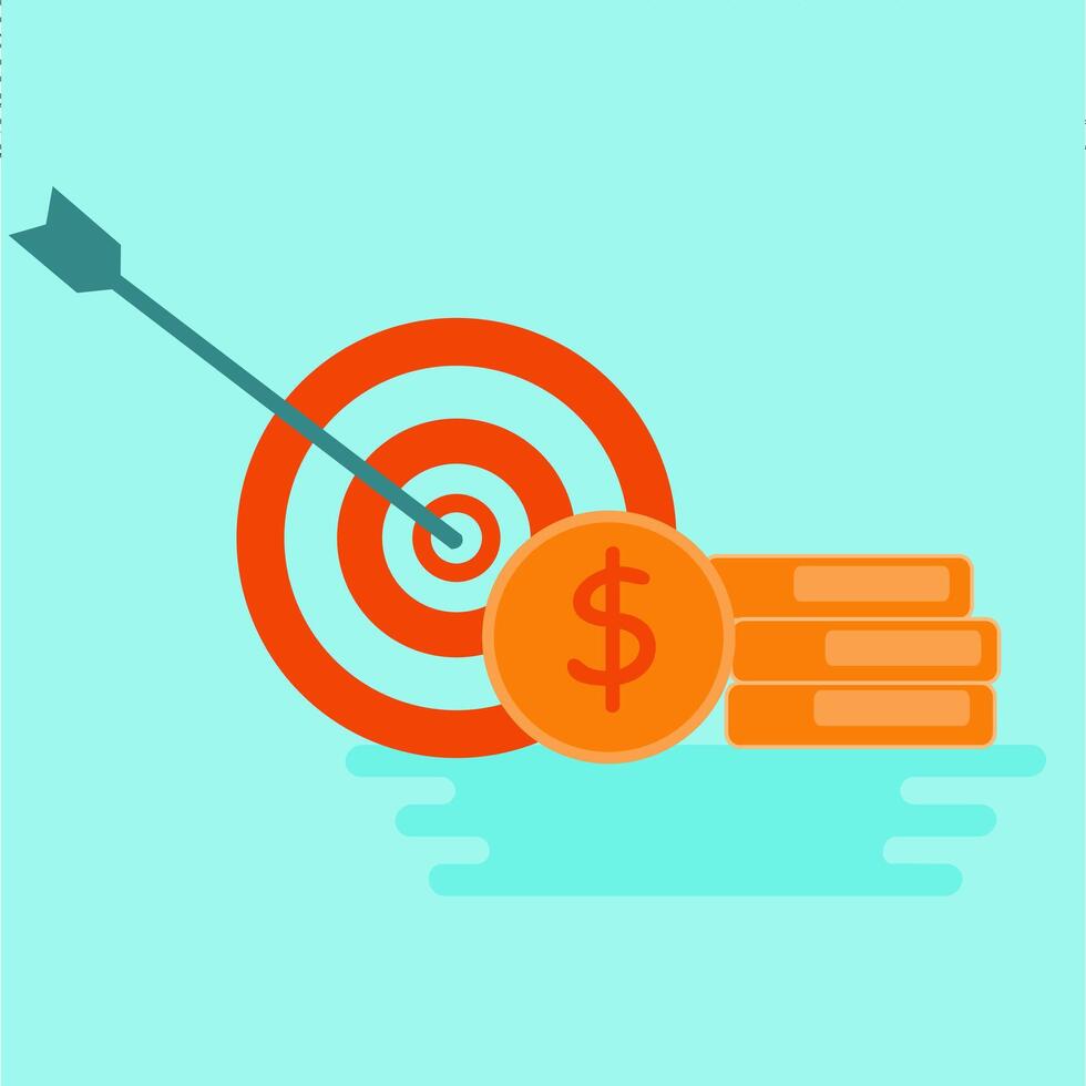A target with a dollar coin and a dollar sign vector
