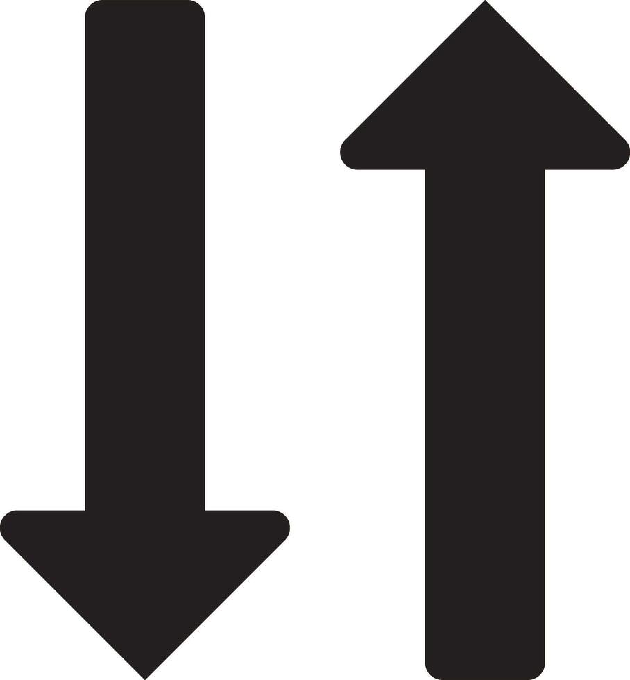Two arrows pointing down, one pointing left and the other pointing right. Concept of direction and movement vector