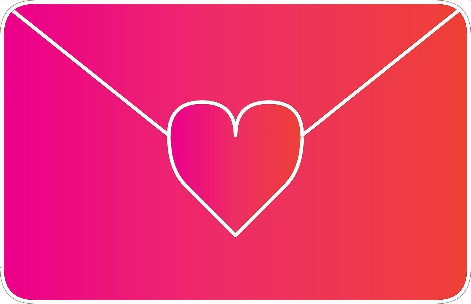 A pink envelope with a heart drawn on it. The heart is in the center of the envelope and is surrounded by a pink border vector