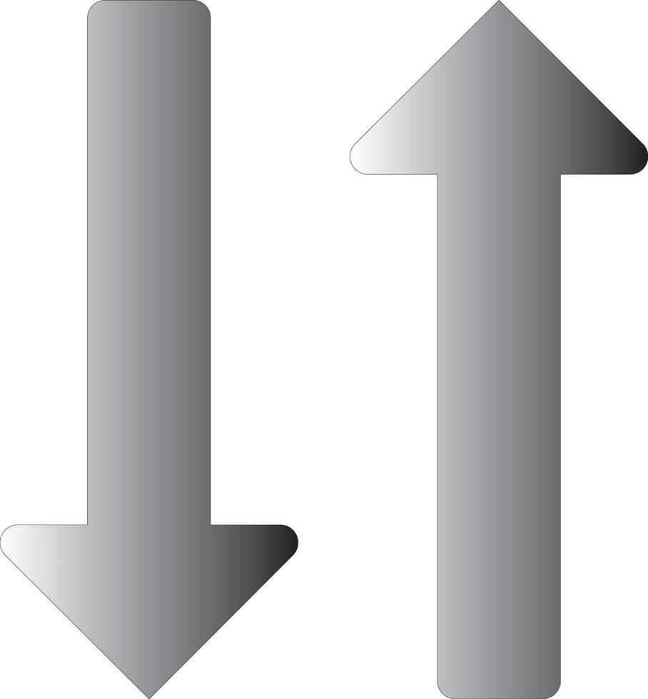 Metallic Directional Arrows Pointing Up and Down Representing Movement and Choices vector