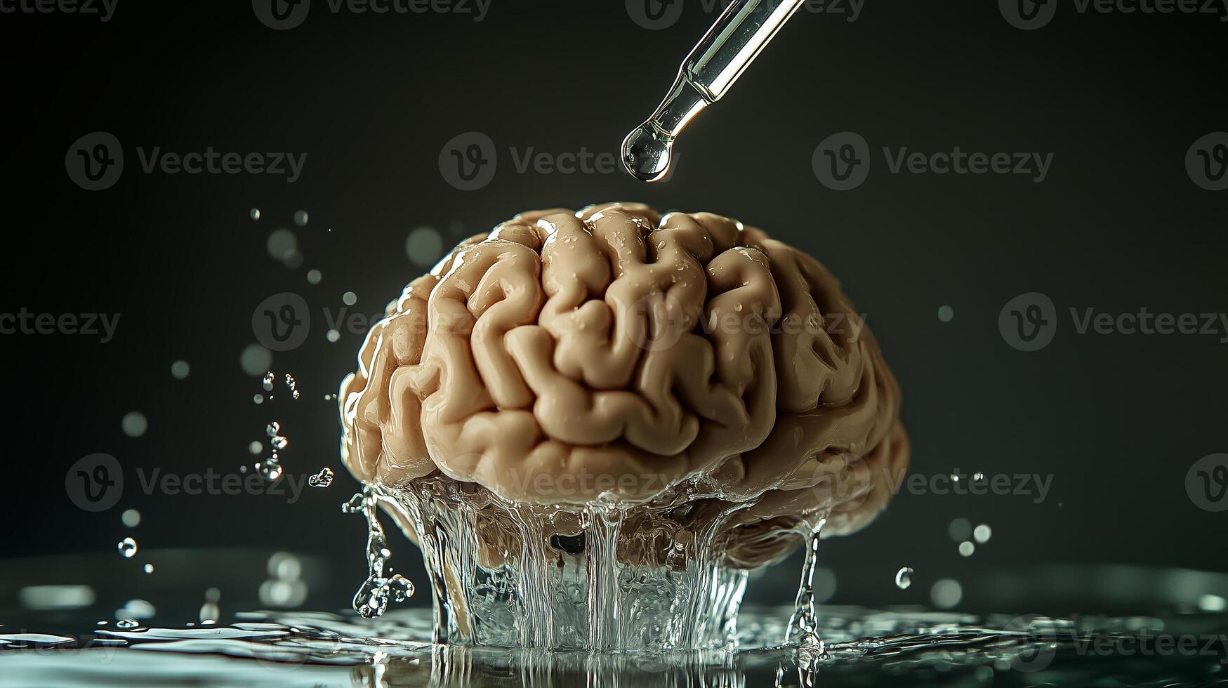 A photo of a brain being watered with a dropper. 8