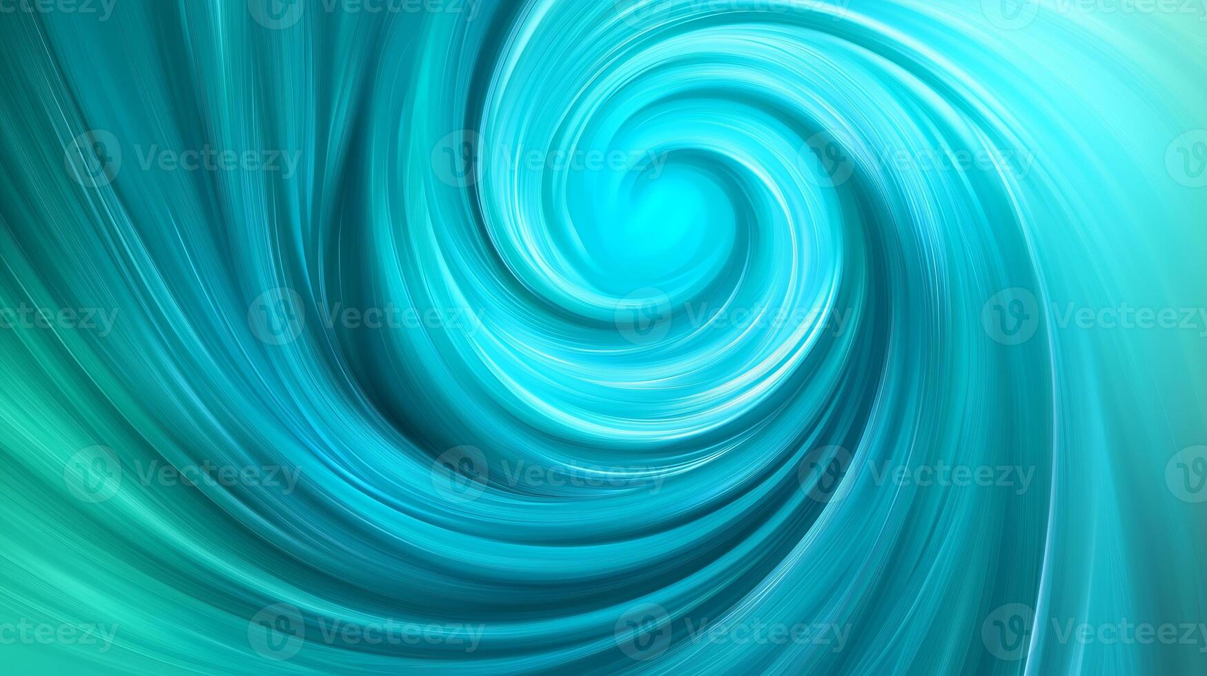 Abstract bright turquoise neon color background swirling towards the center. 1 photo