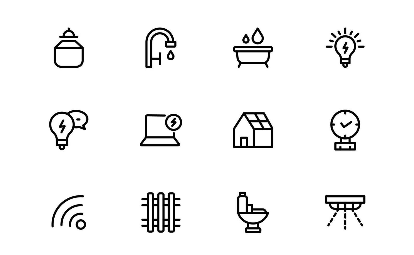 Public Utilities Icon set collection. Clean, Editable Line Icons for Energy, Water Supply, Waste Management vector