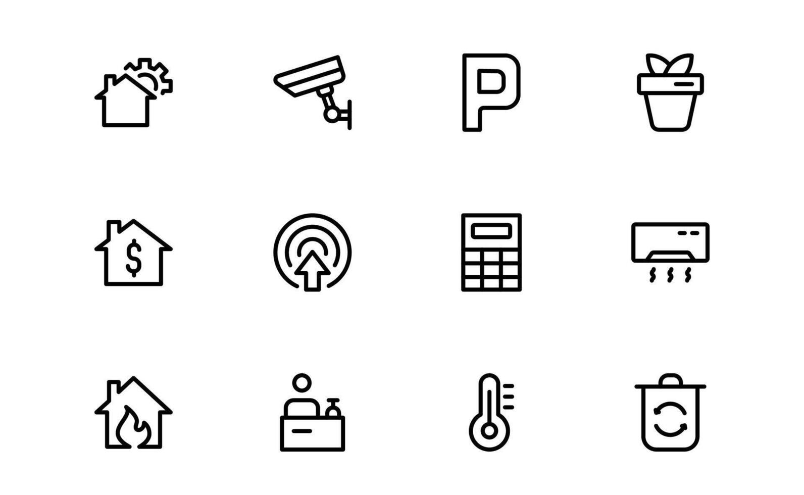 Public Utilities Icon collection. Editable Line Icons for Energy, Water Supply, Waste Management, and Urban Infrastructure vector