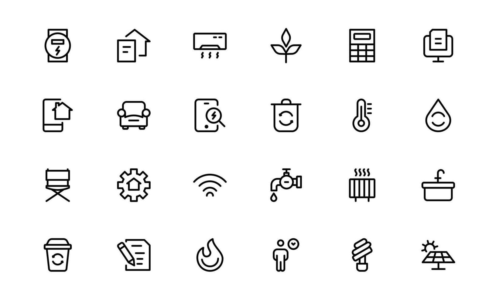 Public Utilities Icon Packs. Clean, Editable Line Icons for Energy, Water Supply, Waste Management, and Urban Infrastructure vector