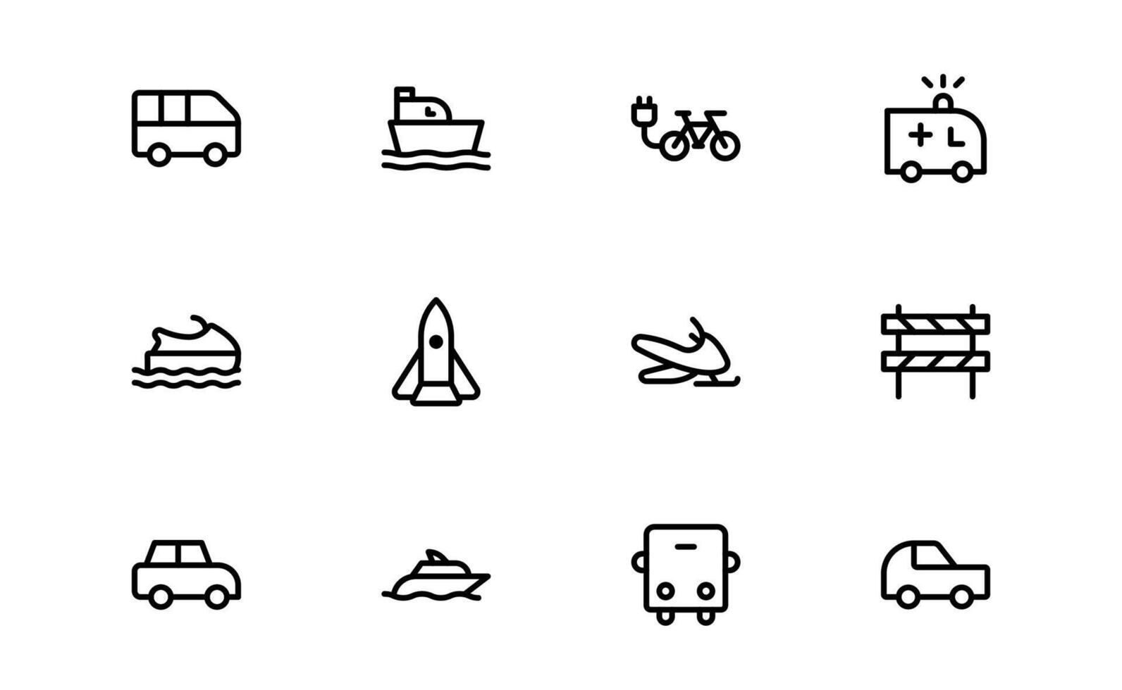 Comprehensive Transport Icon Pack. Editable Line Icons for Shipping, Logistics, Public Transport, and Travel Projects. vector