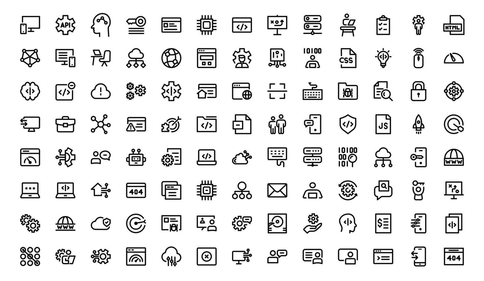 personalizable codificación y programación íconos conjuntos gráficos para desarrollo, diseño sistemas, y tecnología flujos de trabajo vector