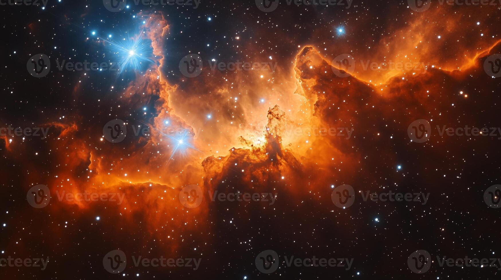 Star clusters and nebulae in dark space. 14 photo