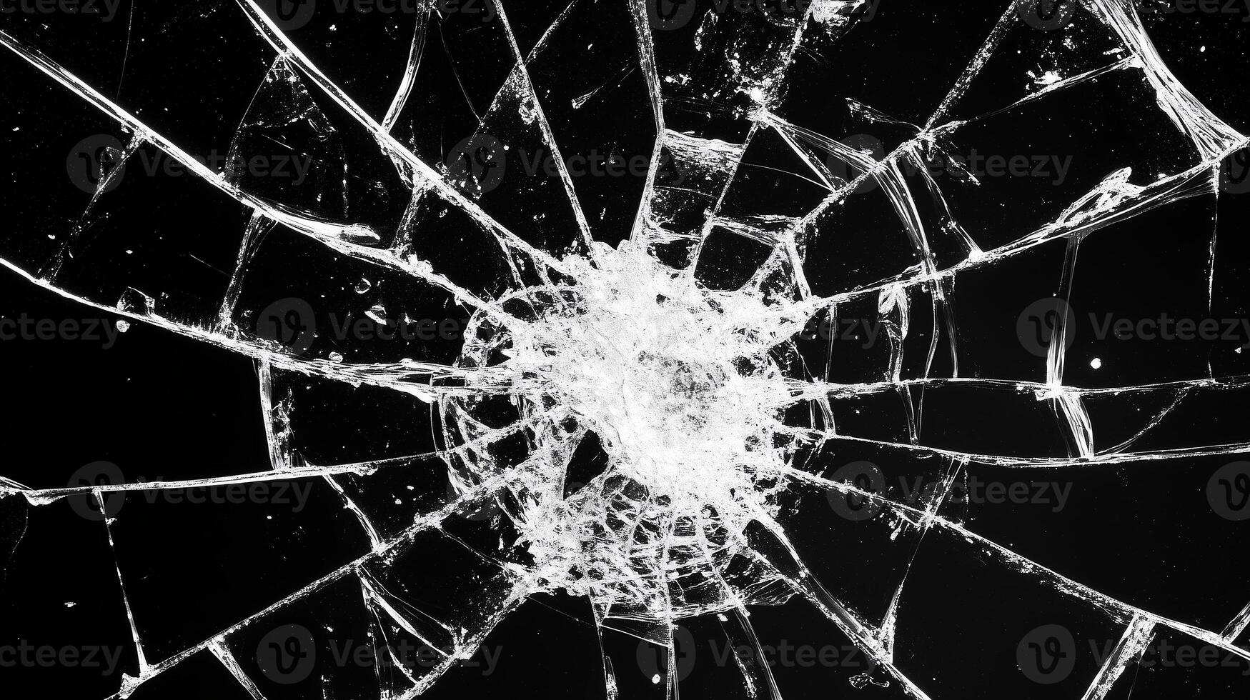 Broken glass surface isolated on black background. 12 photo