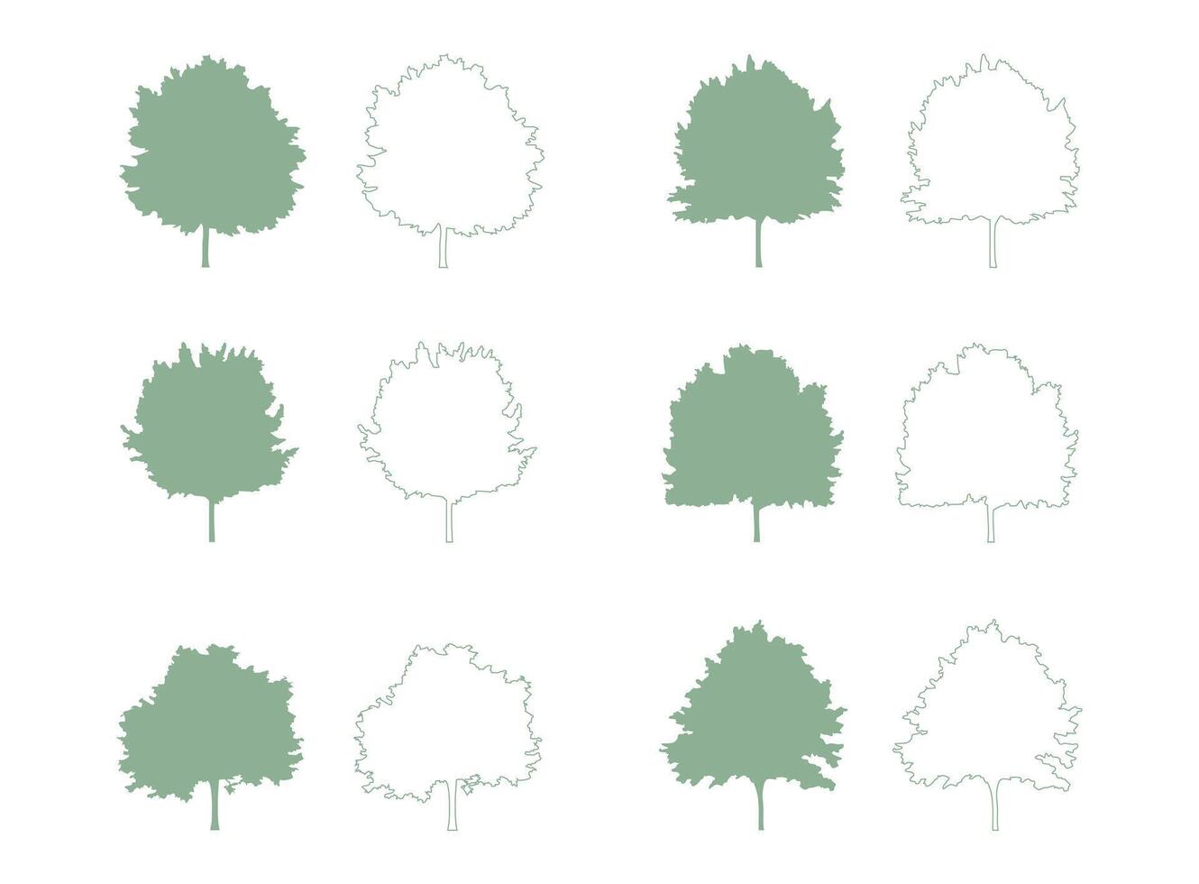 Tree silhouette . Set of silhouette tree. vector