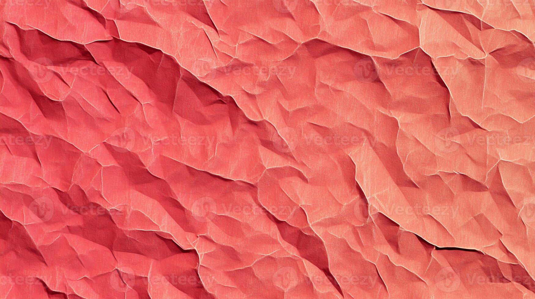 Abstract Crumpled Red Paper Texture Background with Intricate Wrinkles and Creases photo