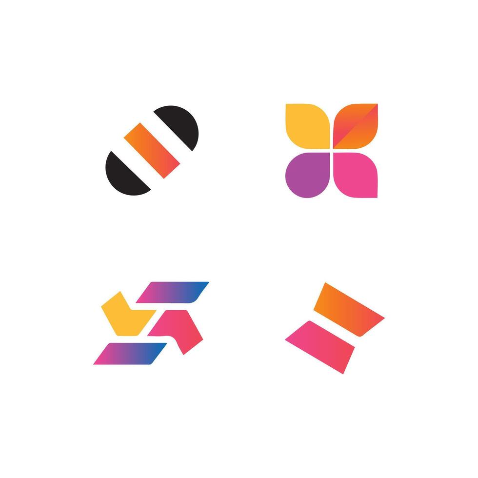 A set of colorful logos with different shapes vector