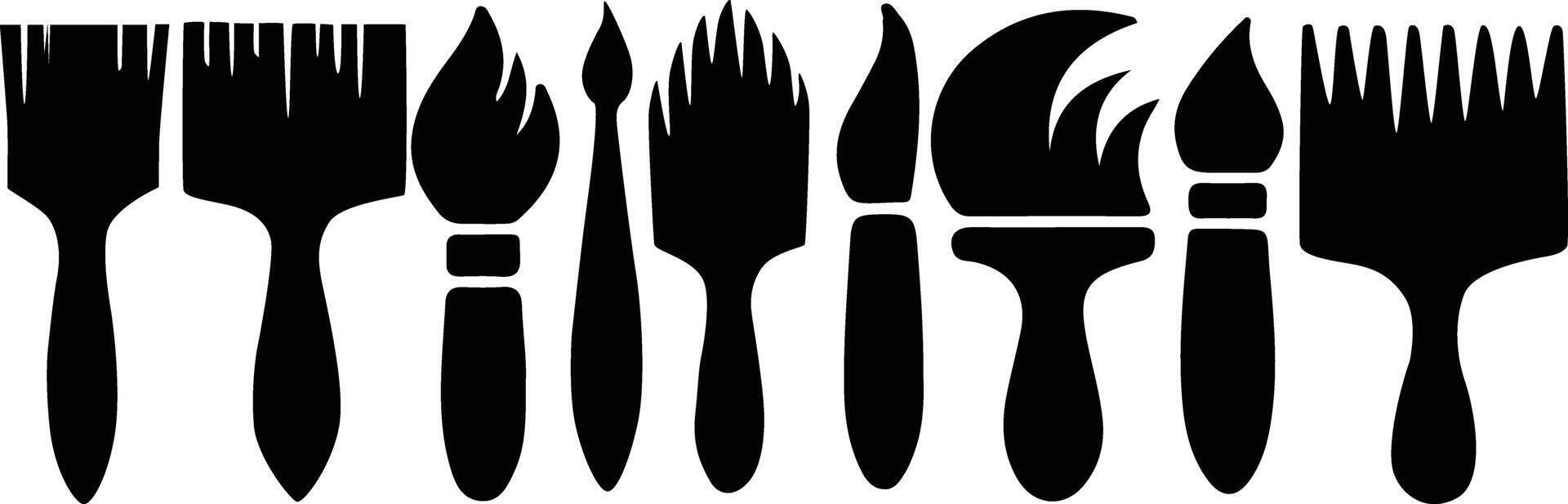 Paint Brush Silhouette Icon Bundle Design vector