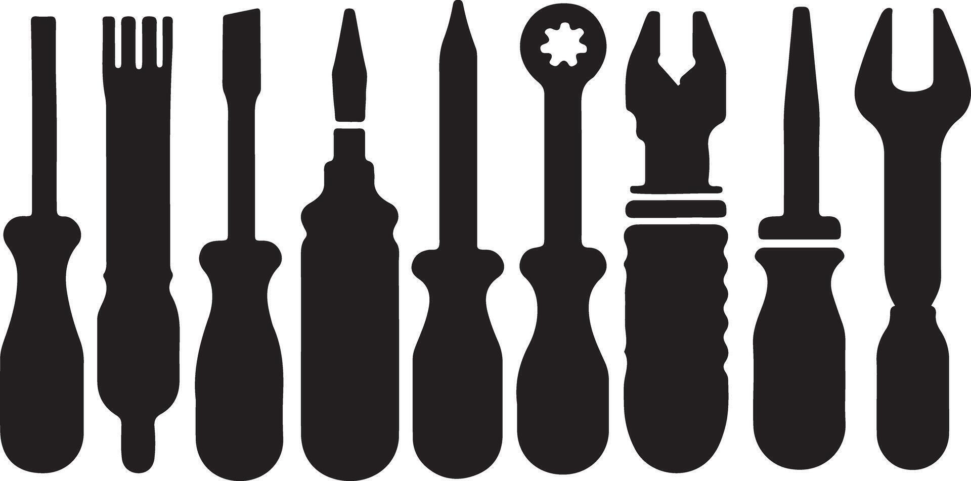 Screwdrivers silhouette icon bundle on white background vector