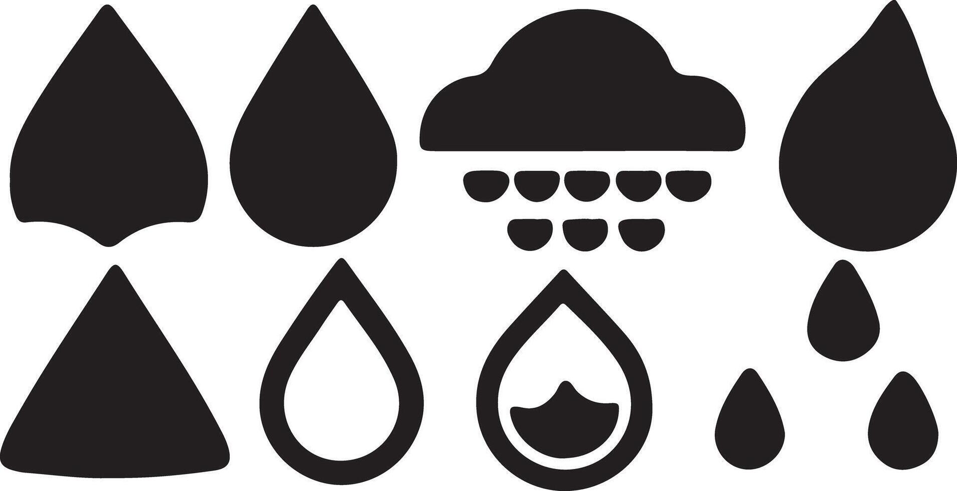 Rain Drop silhouette Icon Bundle Design vector