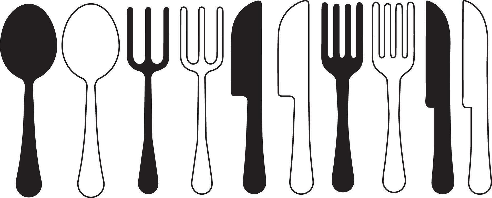 Spoon And Knife silhouette bundle design vector