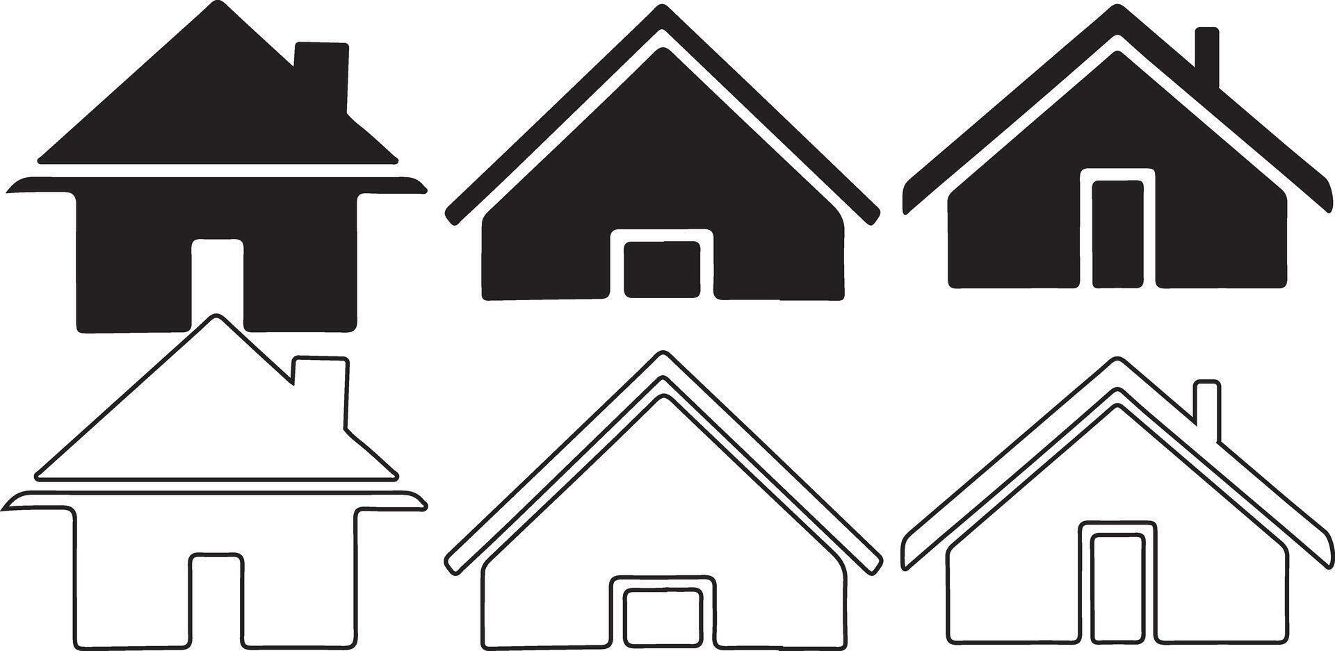 House silhouette icon bundle design on white background vector