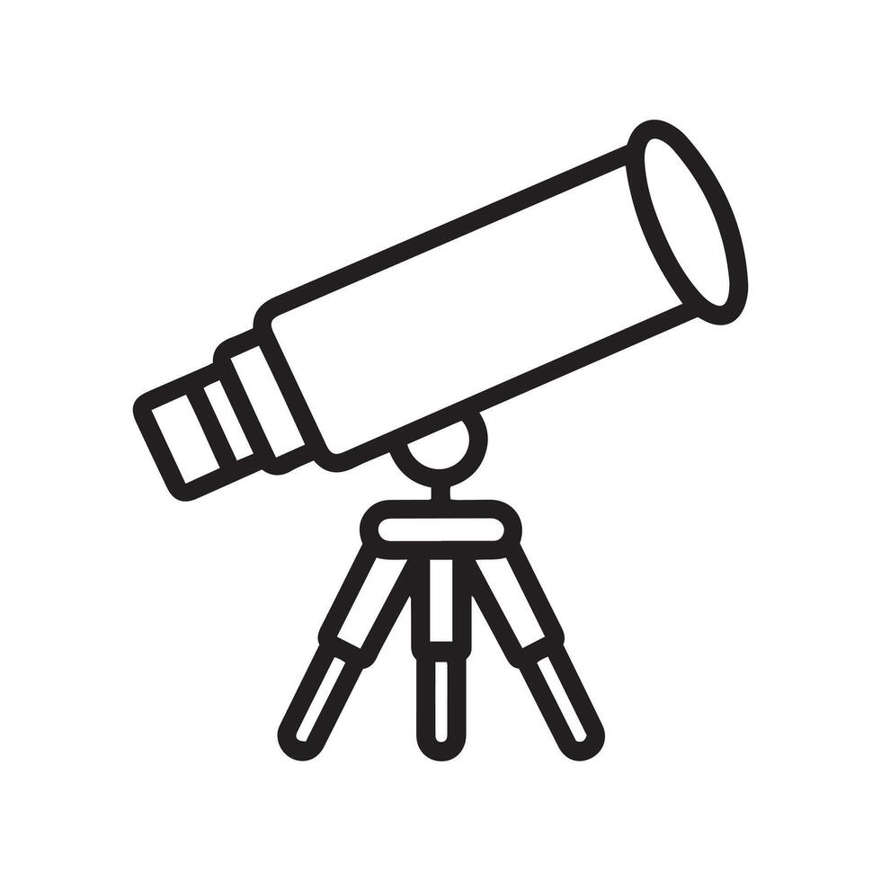 Simple Line Art of a Telescope on Tripod vector
