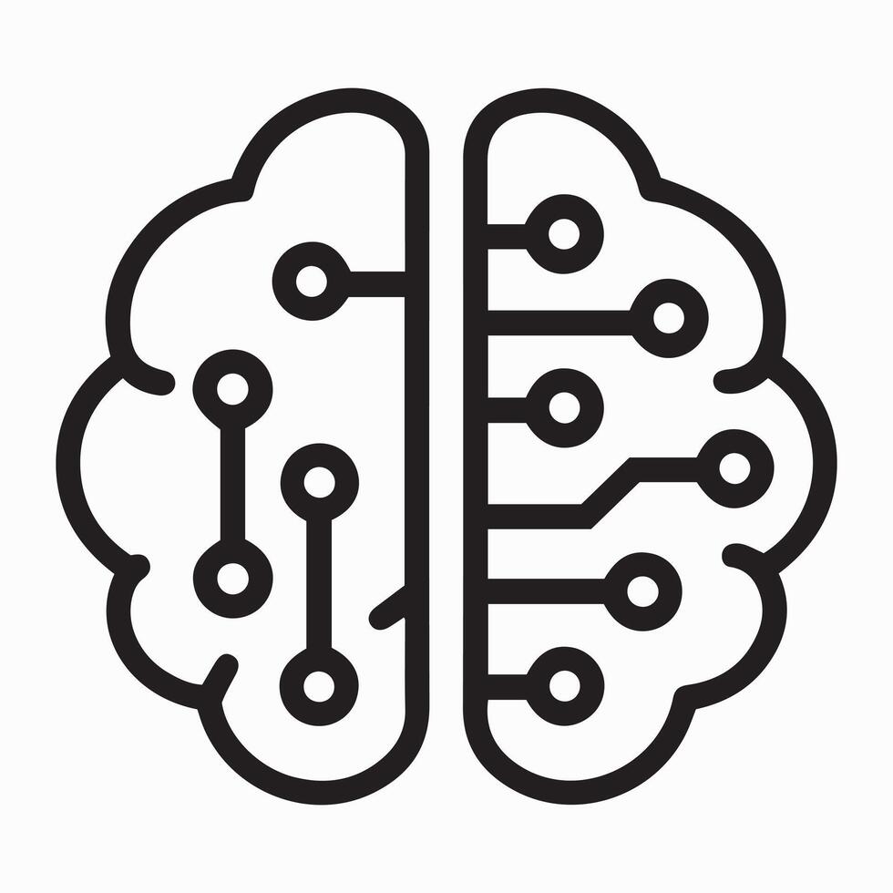 Artificial Intelligence A Brain with Integrated Circuitry vector