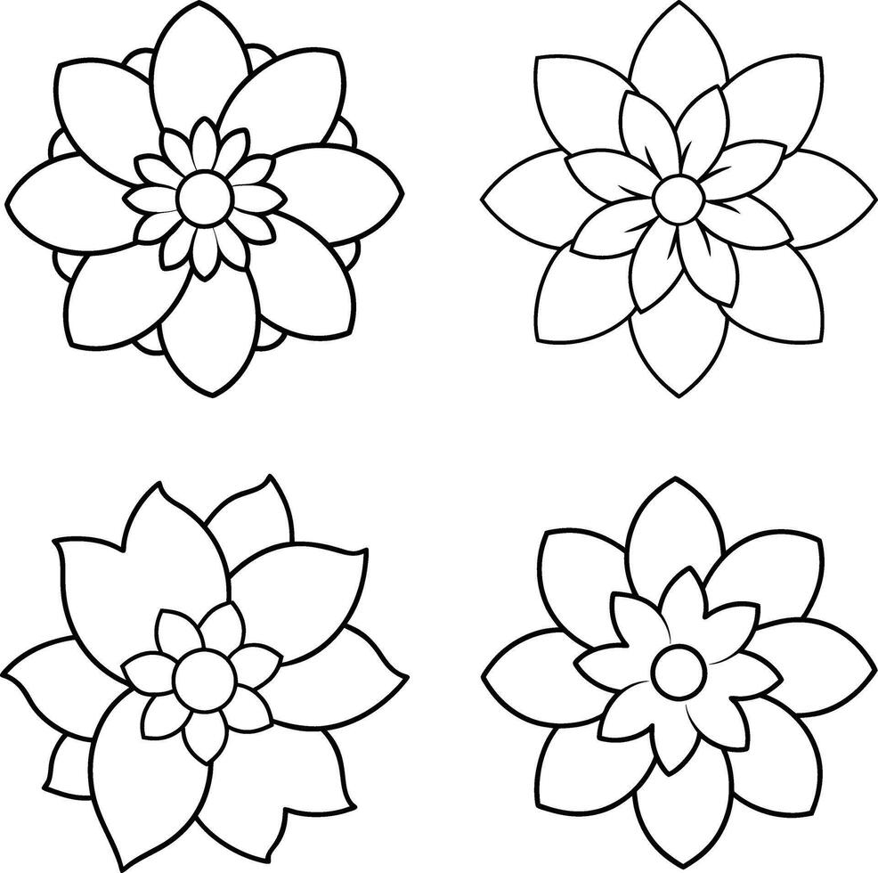 Spring Time Floral and Nature Line Art Collection vector