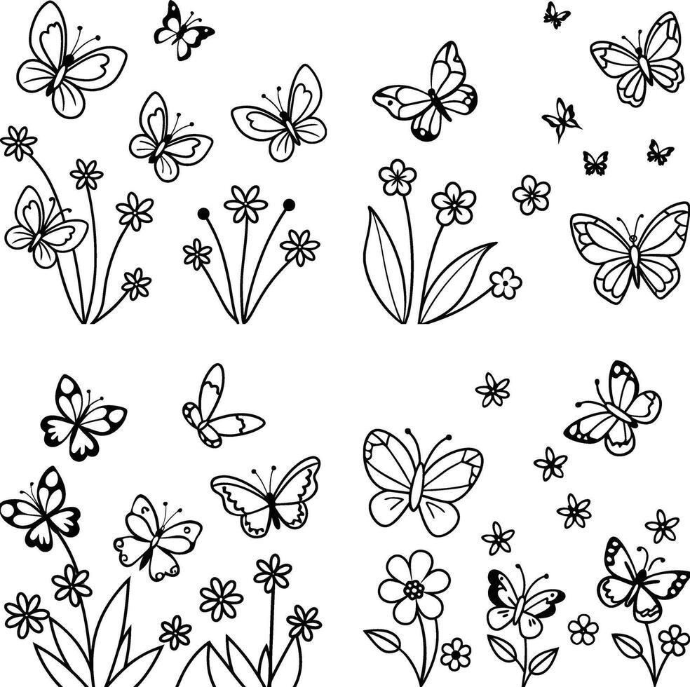 Floral and Nature Line Art Spring Edition vector
