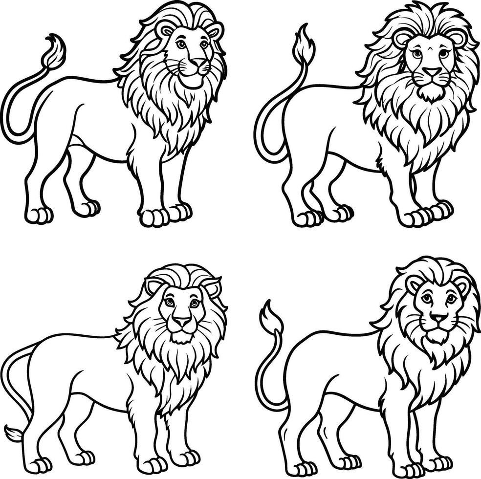Animal journeys in line art for coloring fun vector