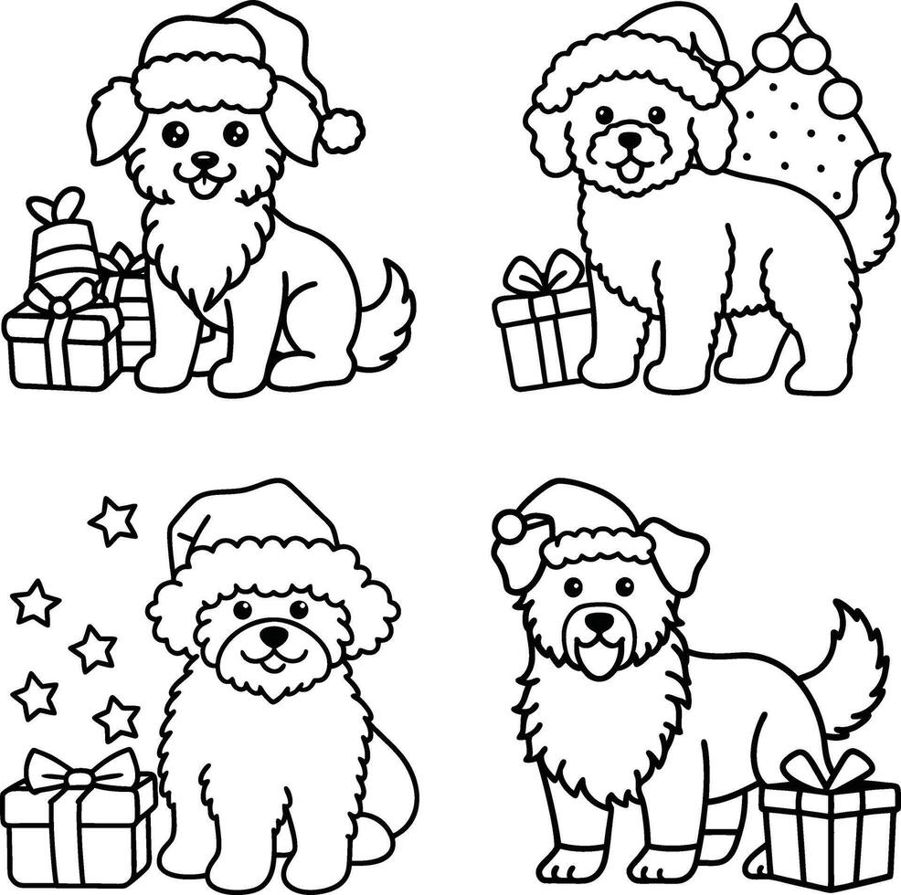 Animal pals line art sheets to print vector