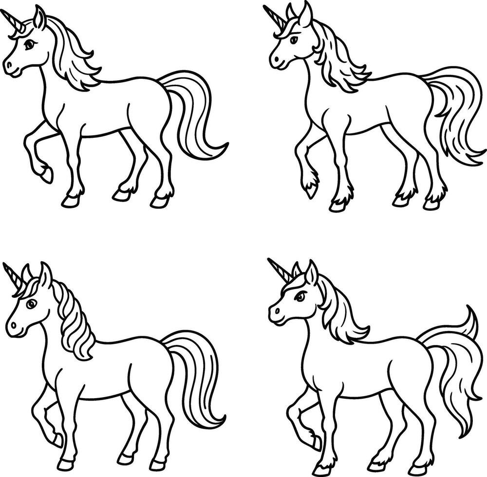 Animal faces line art for printable coloring vector
