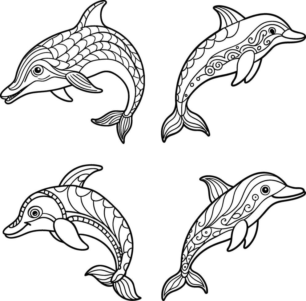 Animal shapes and outlines for printable pages vector