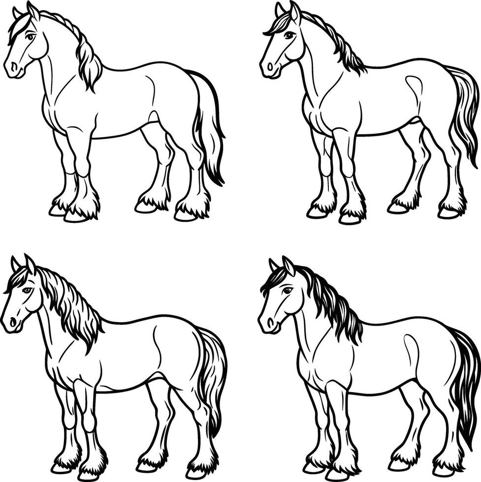 Fantasy animal line drawings to print and color vector