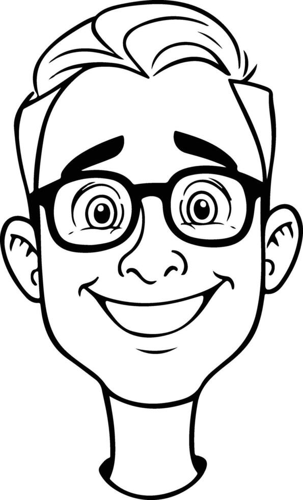 Cartoon face with glasses and a smile vector