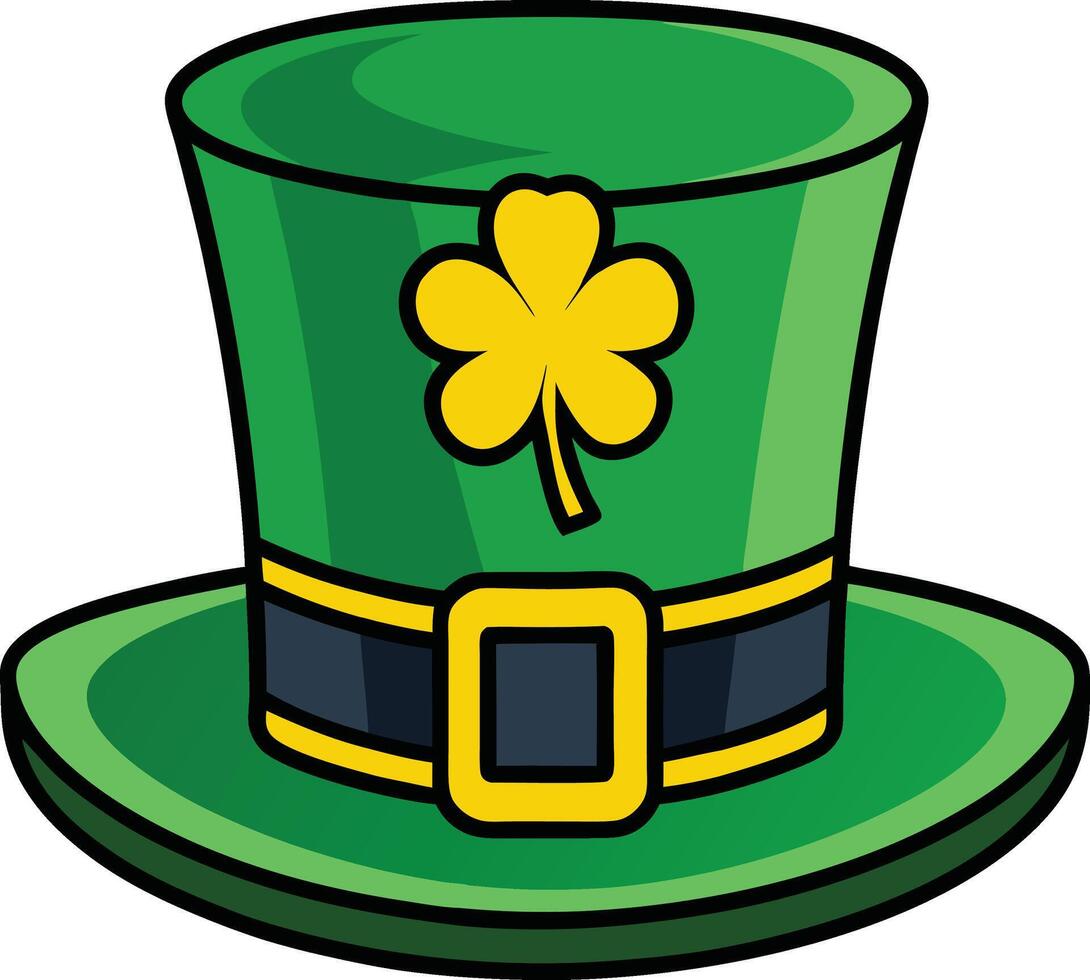 Traditional green leprechaun hat with clover. St. Patrick's Day symbol. vector