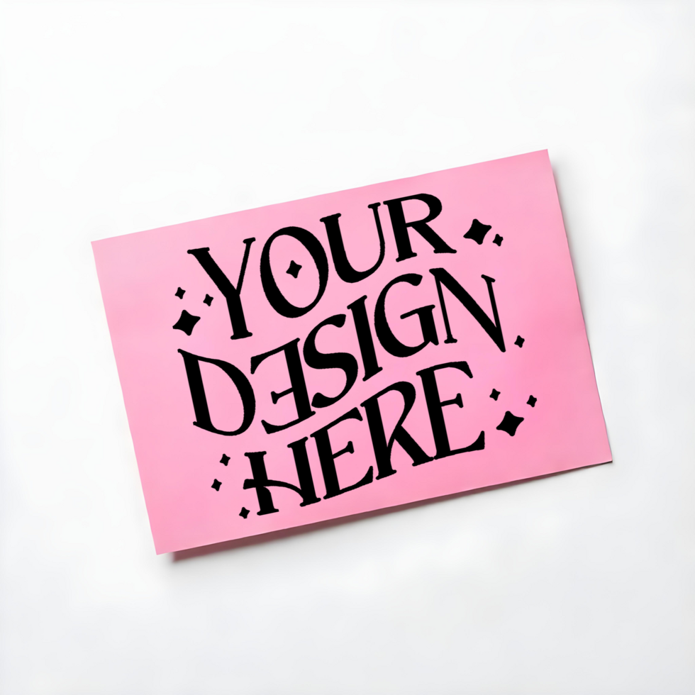 pink card mockup with white background, invitataion mockup card, paper mockup, pink paper mockup psd