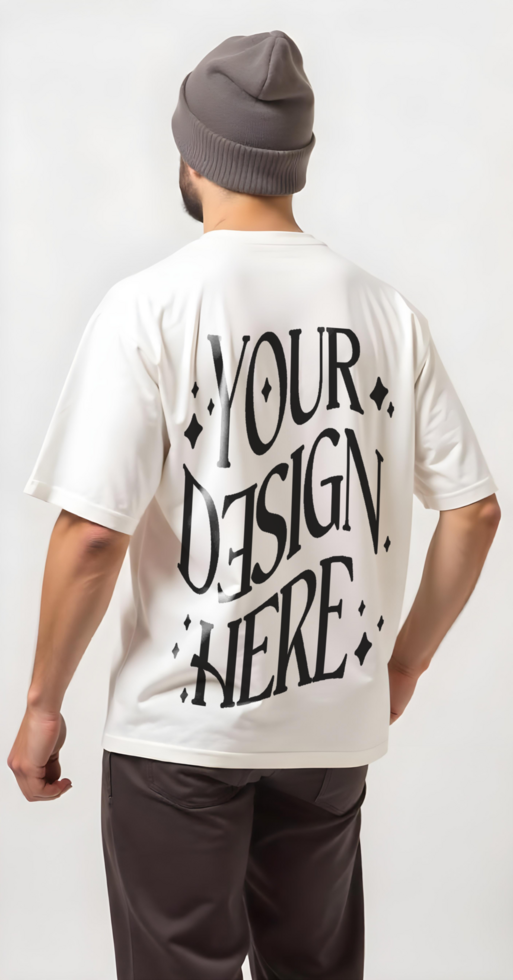 front white t shirt on a man with beanie, tshirt mockup man, tshirt mockup, oversize tshirt mockup psd