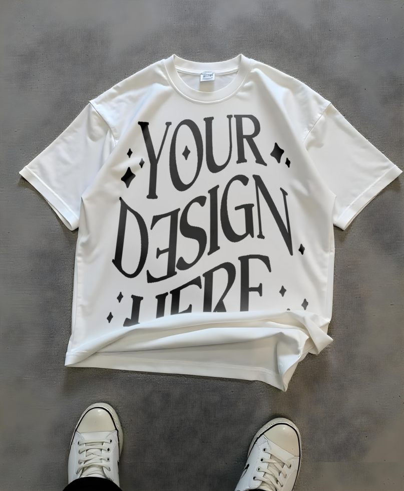 front t-shirt mockup on floor realistic tshirt mockup grey background psd