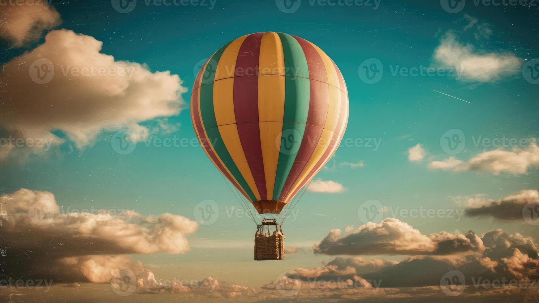 Whimsical Flight of Colorful Bubbles in the Sky photo