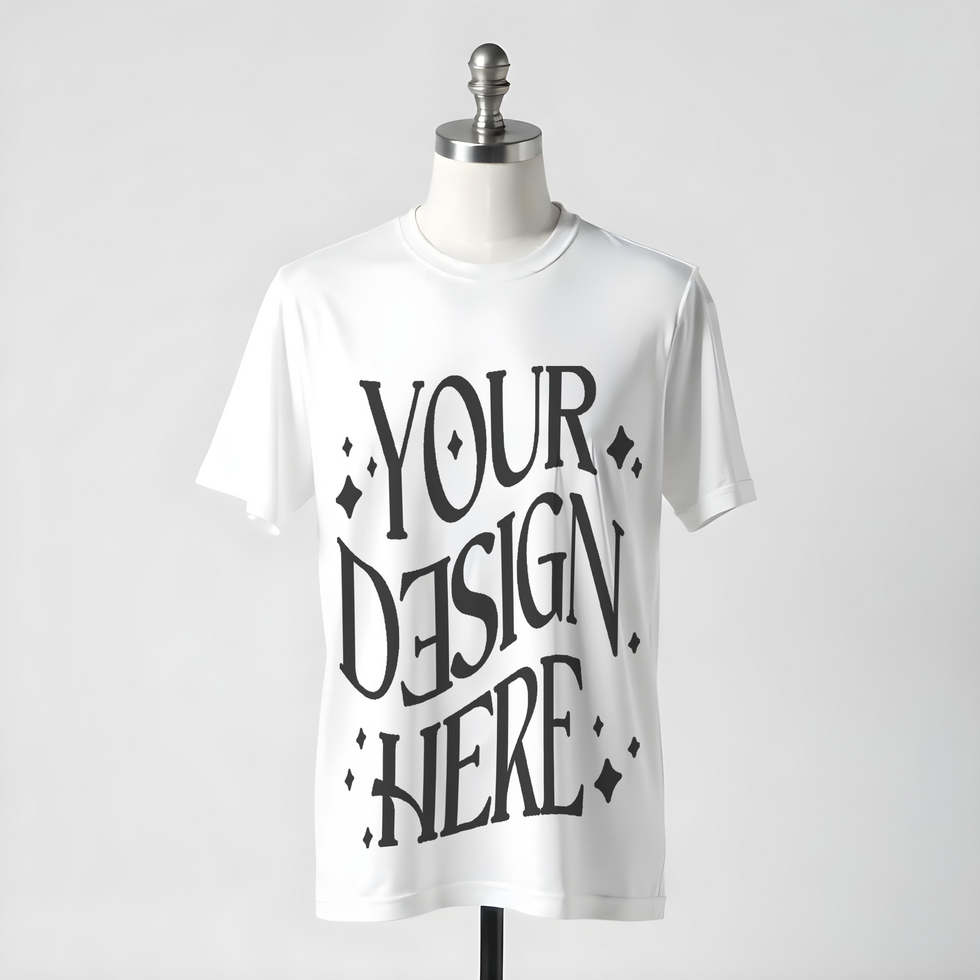 white t-shirt mockup front on mannequin psd