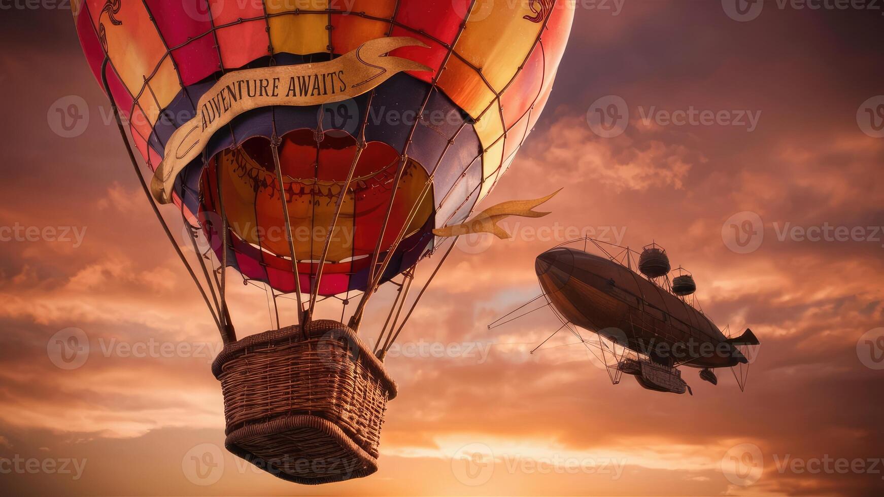 Up, Up and Away Enchanting Scene of Ascending air balloon photo