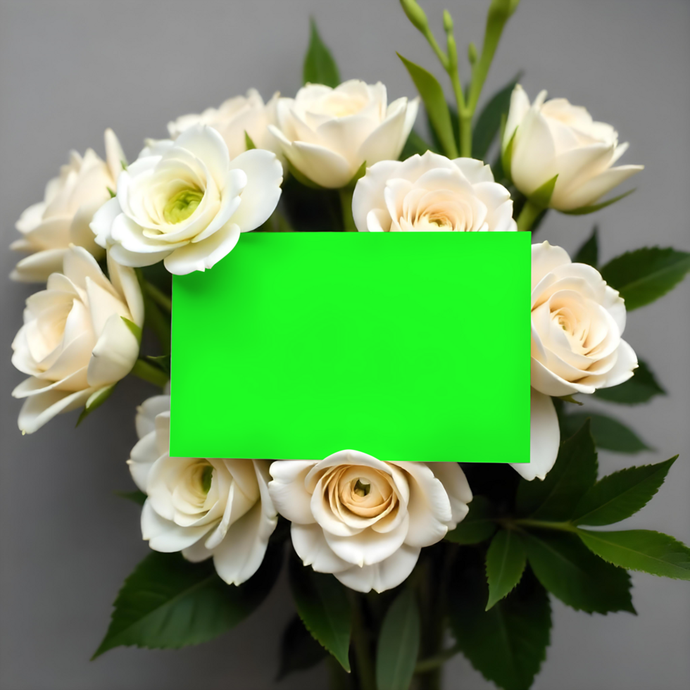 blank card mockup on flower bond, green screen card mockup invitataion mockup card, paper mockup psd