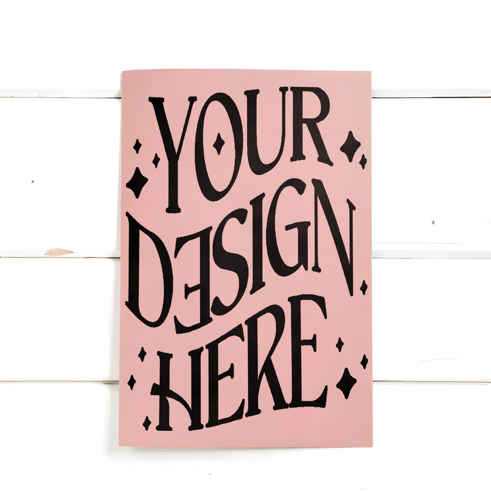 pink card mockup with white background, invitataion mockup card, paper mockup, pink paper mockup on wood table psd