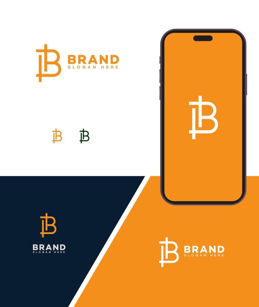Modern Minimalist B Logo Design for Mobile App vector