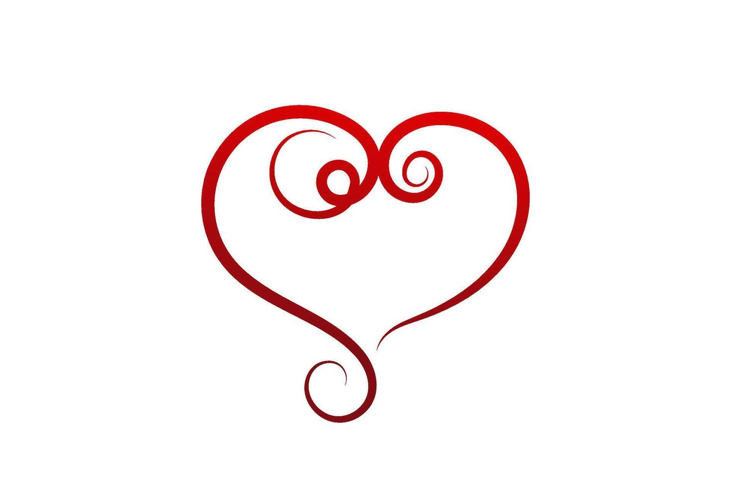 Elegant Red Swirl Heart Design, Romantic Valentines Day Symbol vector