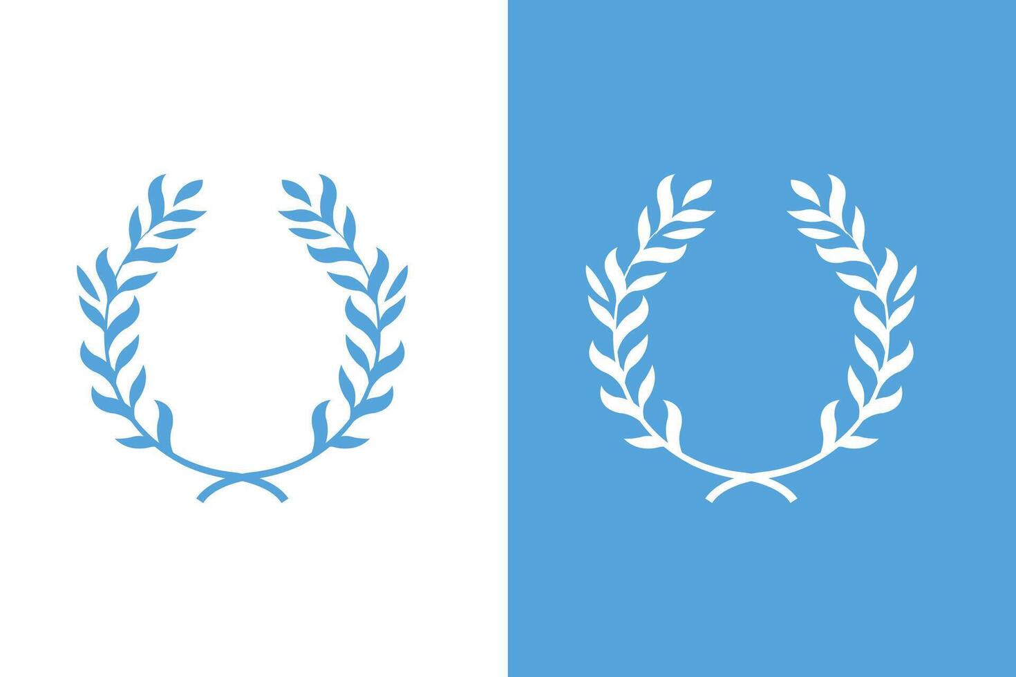 Blue and White Laurel Wreath Design, Simple Elegant Symbol vector