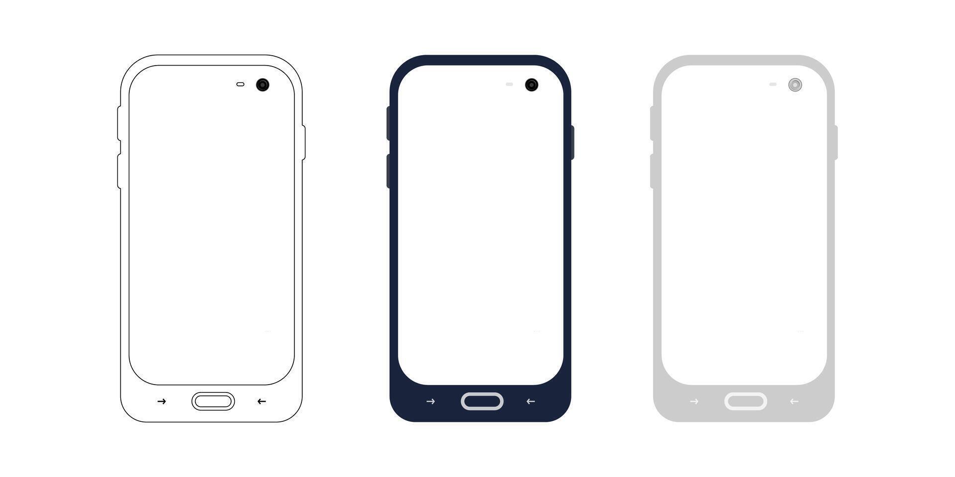 Smartphone Mockups Outline, Dark, Light Device, Screen, App, Interface vector