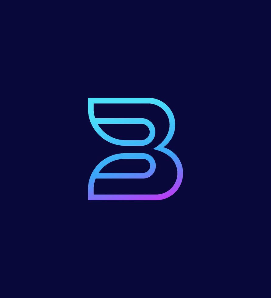 Modern Blue Gradient Letter B Logo Design, Minimalist Branding vector