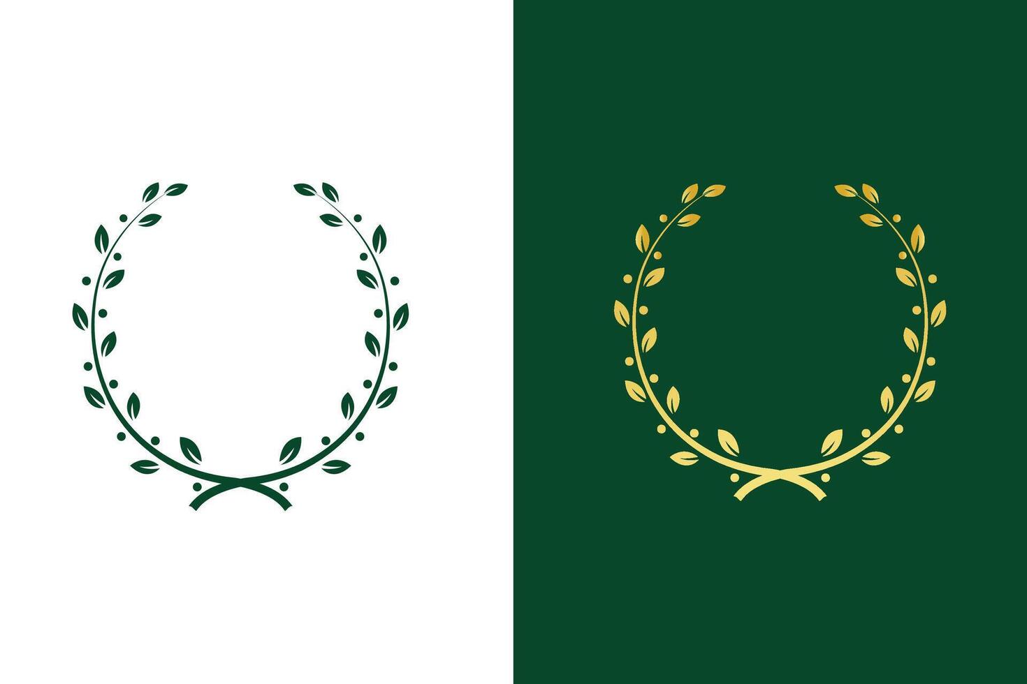 Elegant Green and Gold Laurel Wreath Frame Design Templates vector