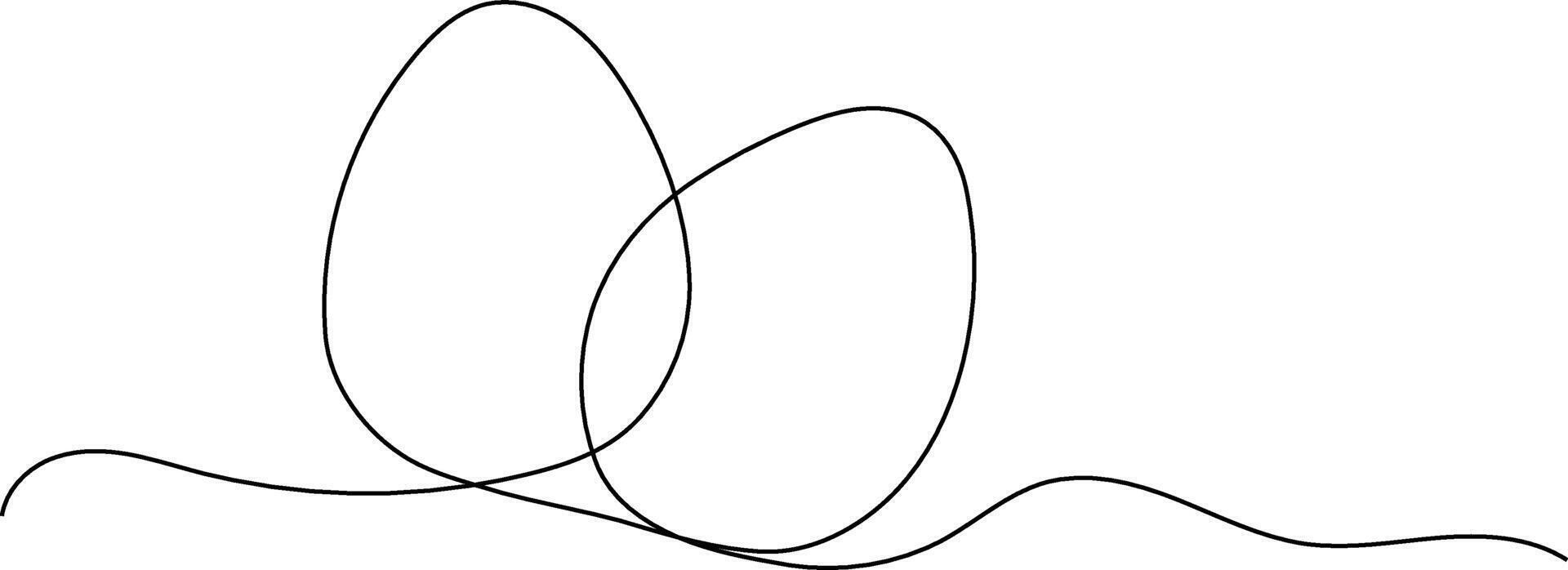 Continuous Line Art Two Eggs Easter Minimalist Simple Design vector