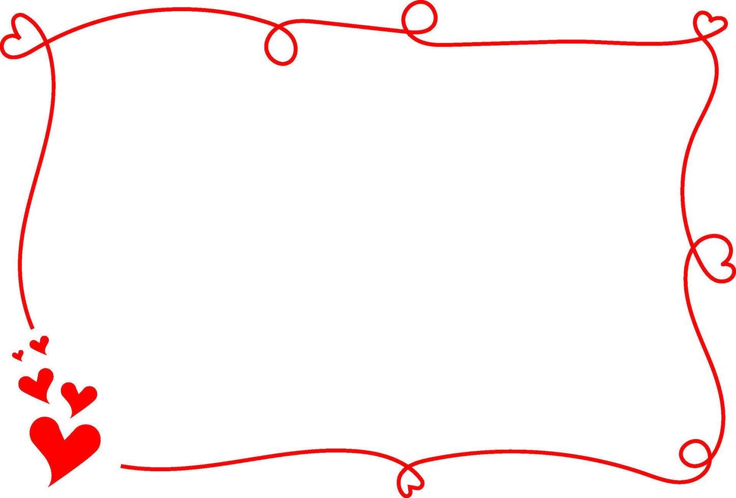 Romantic Red Heart Border Frame Design for Valentines vector