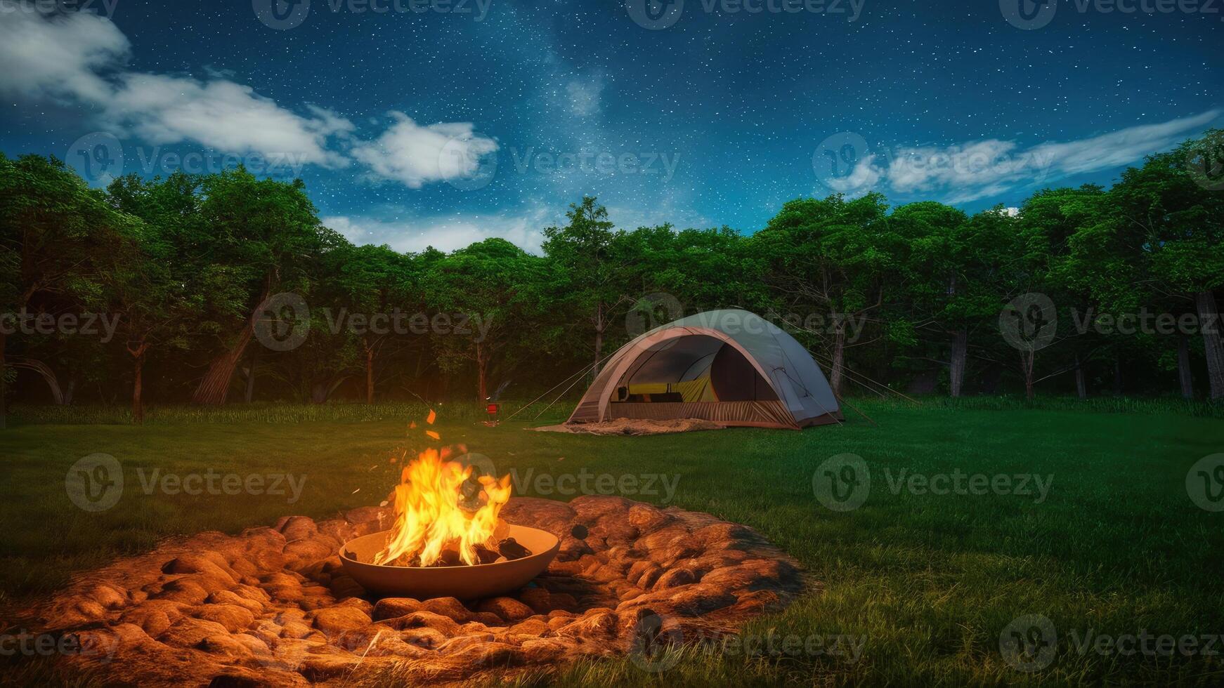 Relaxing Nighttime Ambiance at Campsite photo