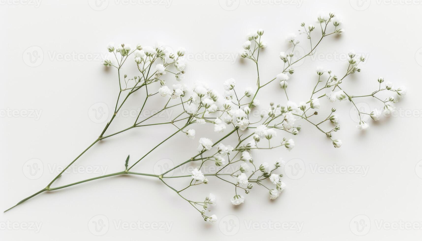 white babys breath flowers on white background photo